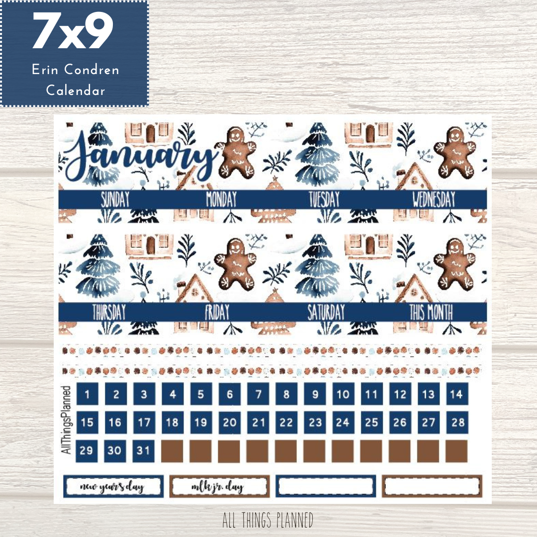 7x9 Jan. (Wonderland) Monthly Calendar