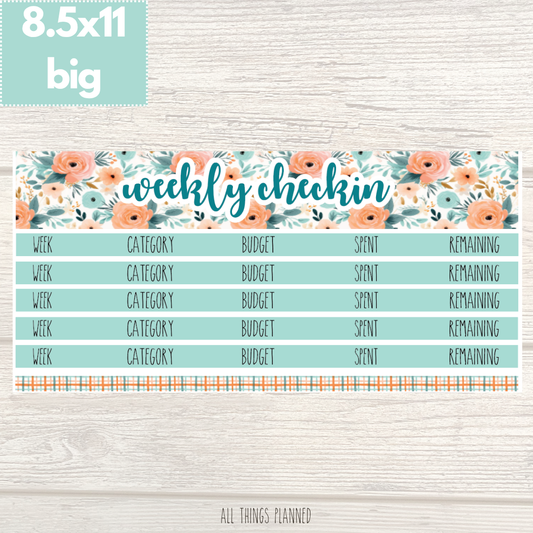 8.5x11 | Big | Aug. (Summer Bloom) Weekly Check-In
