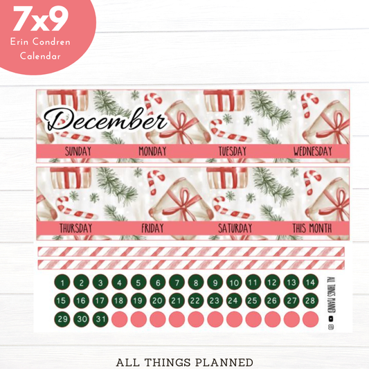 7x9 Dec (Christmas Presents) Monthly Calendar