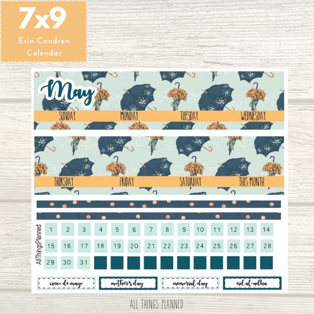 7x9 May (Golden Rain) Monthly Calendar