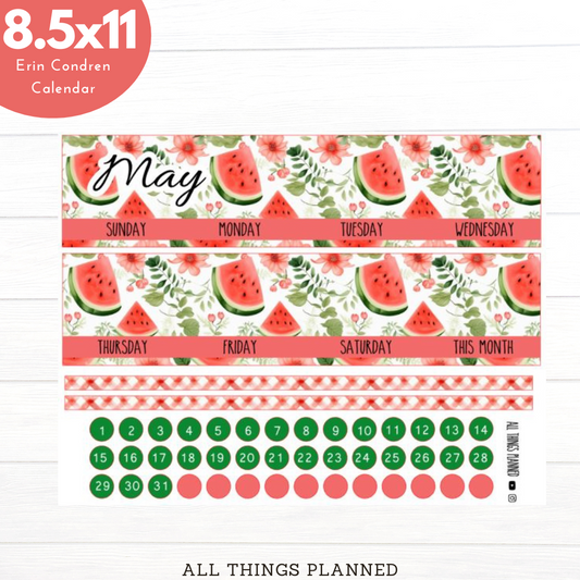 8.5x11 May (Watermelon) Monthly Calendar