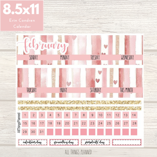 8.5x11 Feb. (Love Bliss) Monthly Calendar