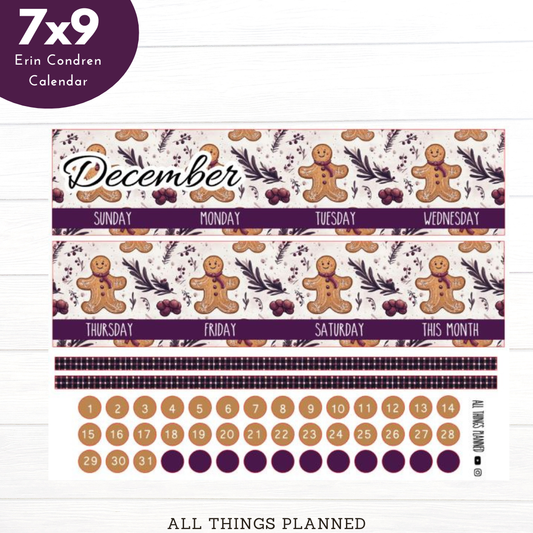 7x9 Dec (Gingerbread) Monthly Calendar