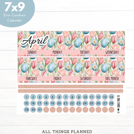 7x9 Apr. (Easter Florals) Monthly Calendar