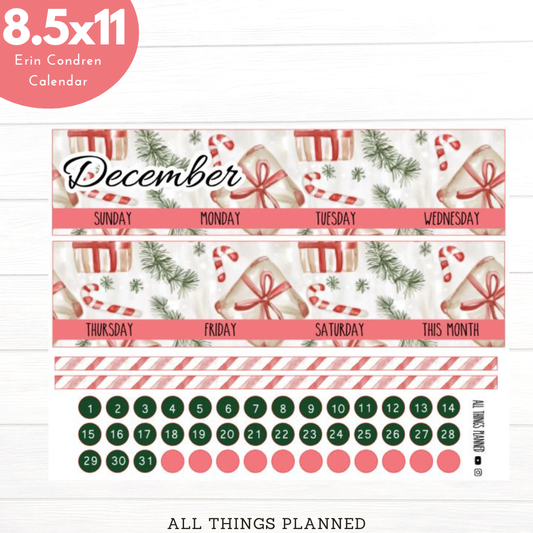 8.5x11 Dec (Christmas Presents) Monthly Calendar