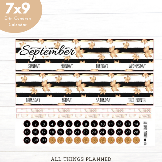 7x9 Sept (Golden Fall) Monthly Calendar