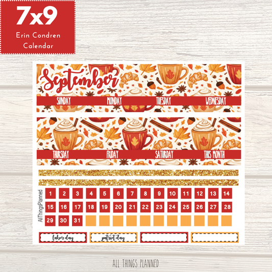 7x9 Sept. (Fall Latte) Monthly Calendar