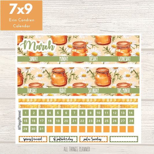 7x9 Mar. (Honey Jar) Monthly Calendar