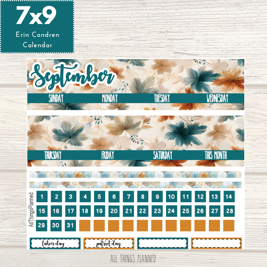 7x9 Sept. (Dreamy Fall) Monthly Calendar