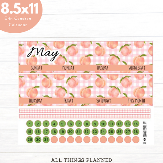 8.5x11 May (Peaches) Monthly Calendar