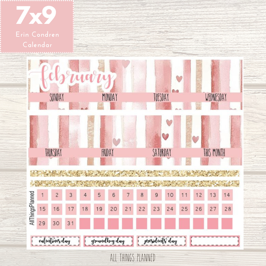 7x9 Feb. (Love Bliss) Monthly Calendar