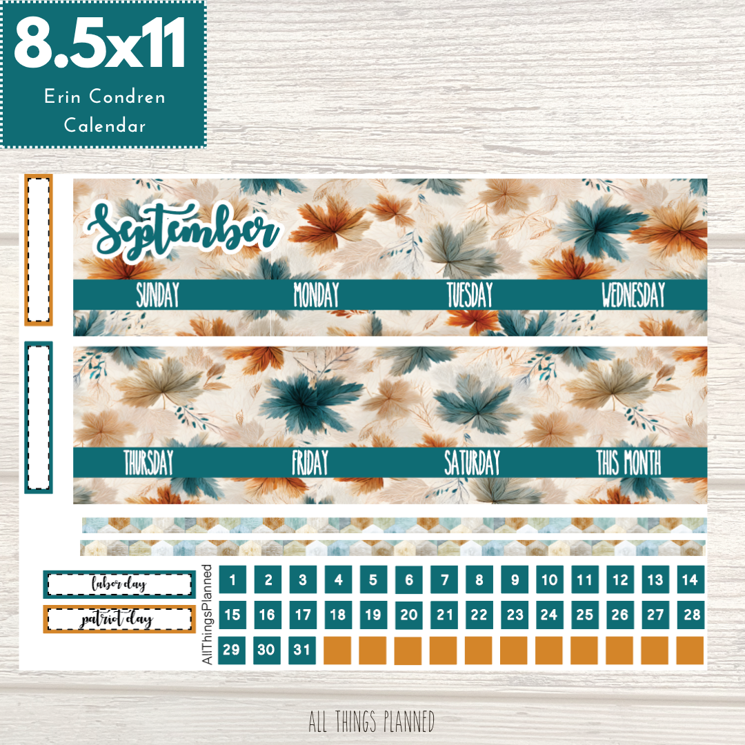 8.5x11 Sept. (Dreamy Fall) Monthly Calendar