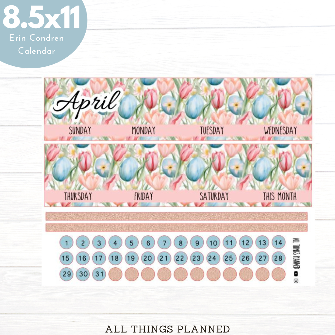 8.5x11 Apr. (Easter Florals) Monthly Calendar