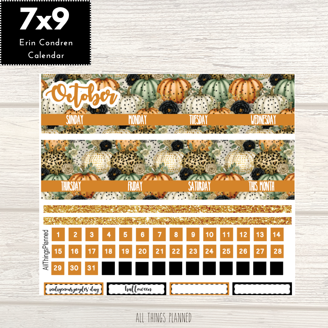 7x9 Oct. (Pumpkins) Monthly Calendar