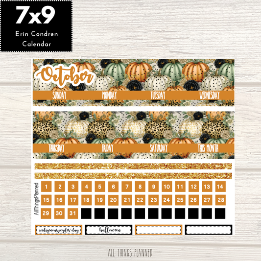 7x9 Oct. (Pumpkins) Monthly Calendar