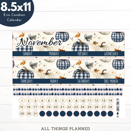8.5x11 Nov (Fall Cottage) Monthly Calendar