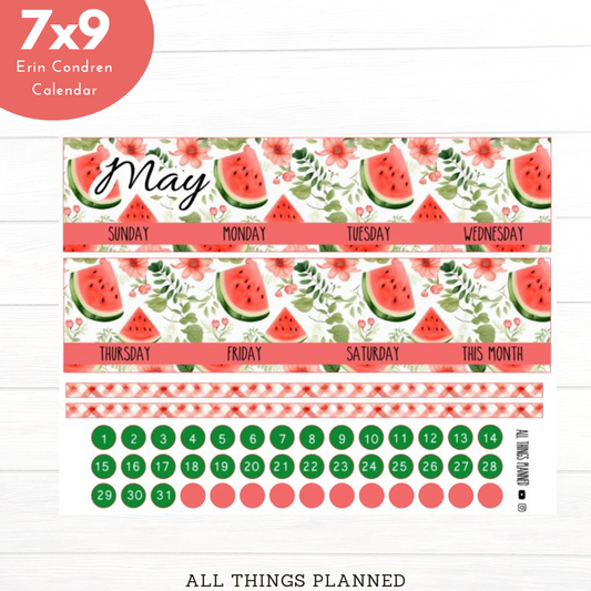 7x9 May (Watermelon) Monthly Calendar