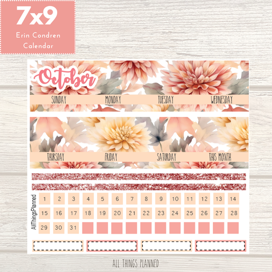 7x9 Oct. (Fall Florals) Monthly Calendar