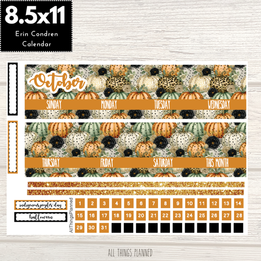 8.5x11 Oct. (Pumpkins) Monthly Calendar