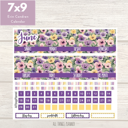 7x9 June (Summer Florals) Monthly Calendar