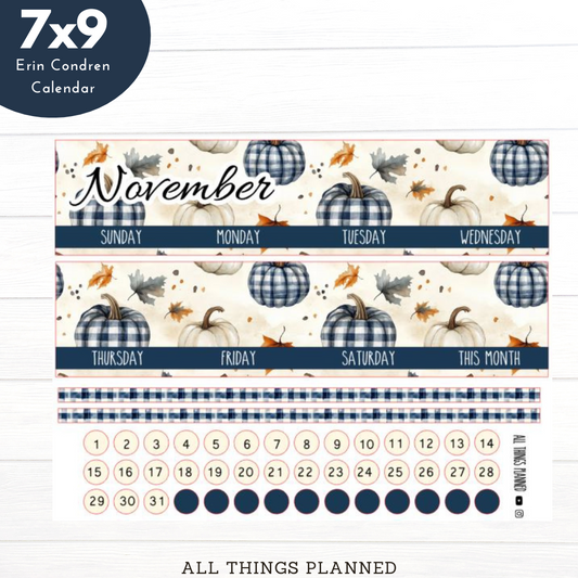 7x9 Nov (Fall Cottage) Monthly Calendar