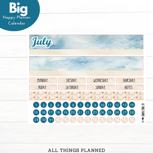 Big HP July (Ocean) Monthly Calendar