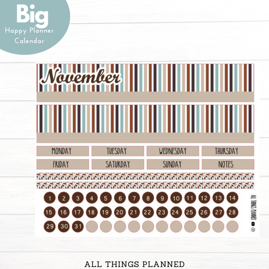 Big HP Nov. (Stripes) Monthly Calendar