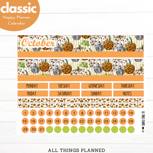 Classic Oct. (Leopard Pumpkin) Monthly Calendar