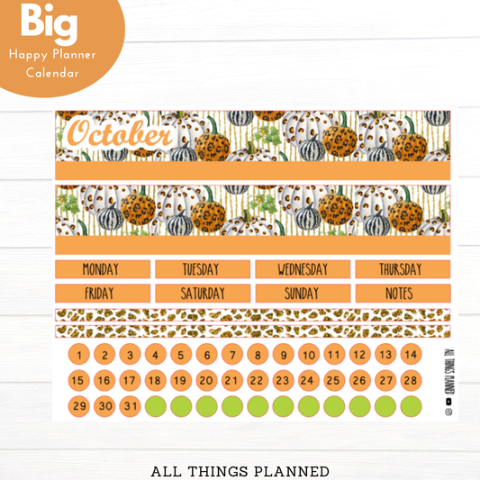 Big HP Oct. (Leopard Pumpkins) Monthly Calendar