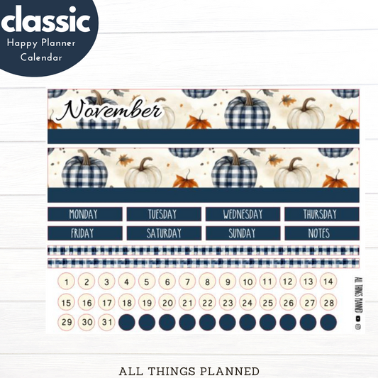 Classic Nov (Fall Cottage) Monthly Calendar