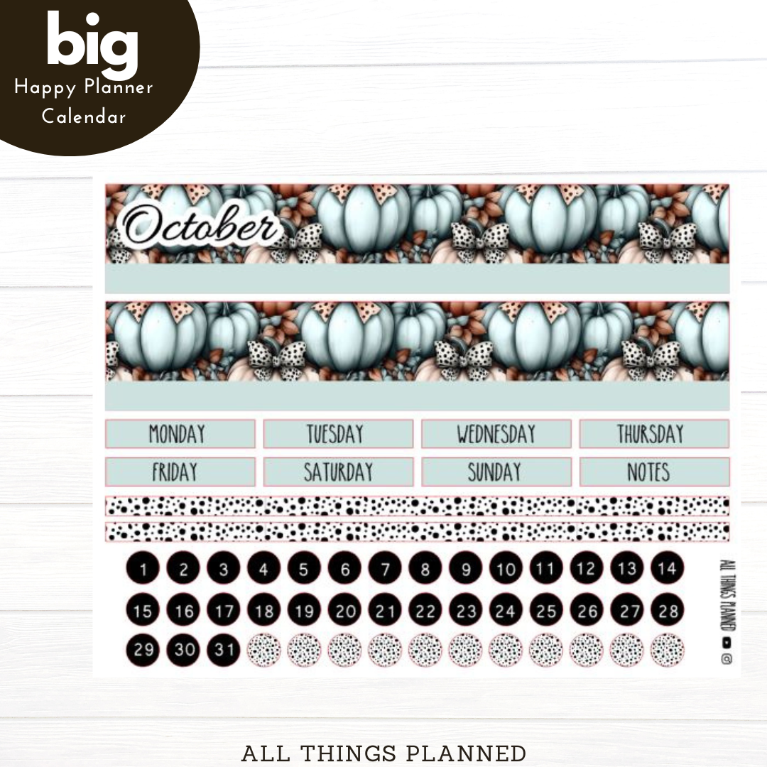 Big HP Oct (Pumpkins Bows) Monthly Calendar