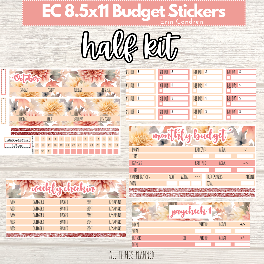 8.5x11 EC Oct. (Fall Florals) HALF Budget Kit BUNDLE