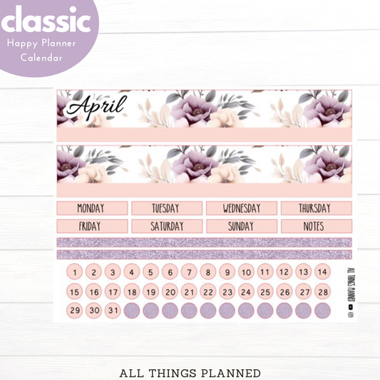 Classic Apr. (Spring Florals) Monthly Calendar