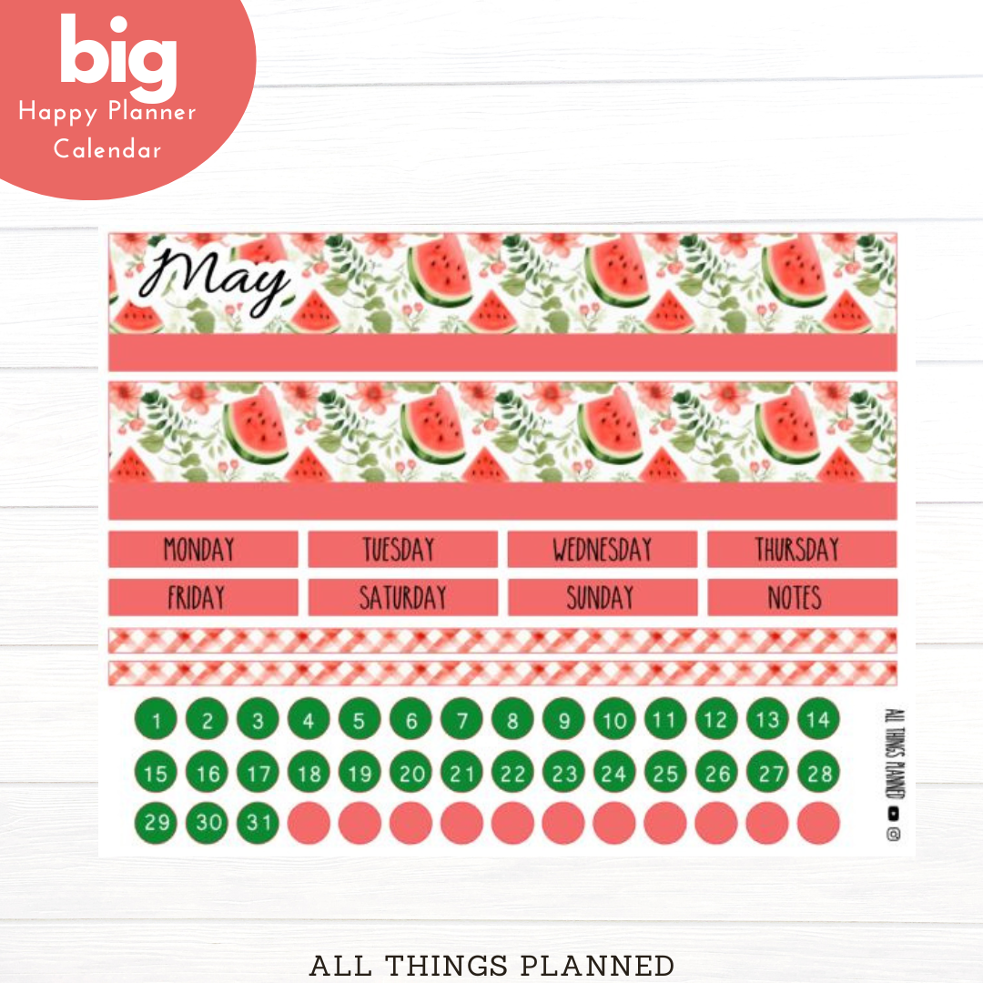 Big HP May (Watermelon) Monthly Calendar