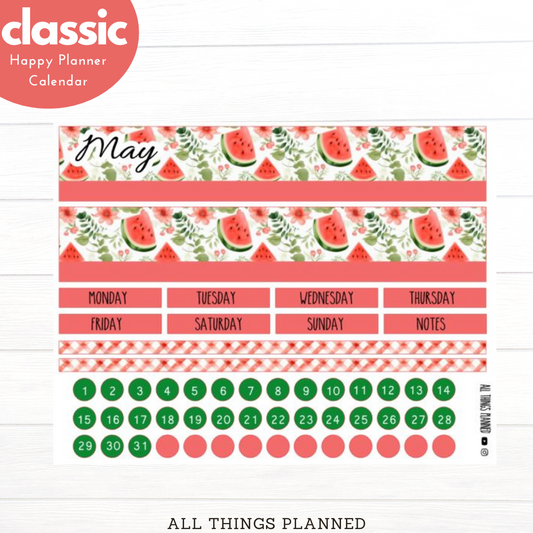 Classic May (Watermelon) Monthly Calendar