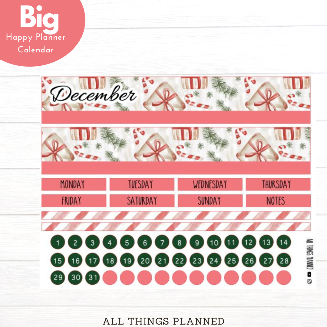 Big HP Dec (Christmas Presents) Monthly Calendar