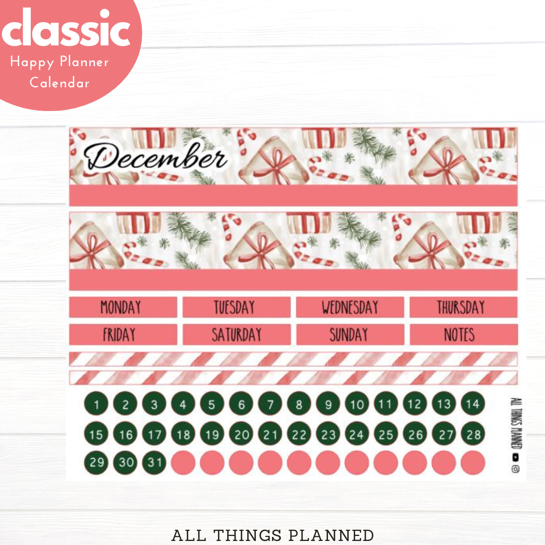 Classic Dec (Christmas Presents) Monthly Calendar
