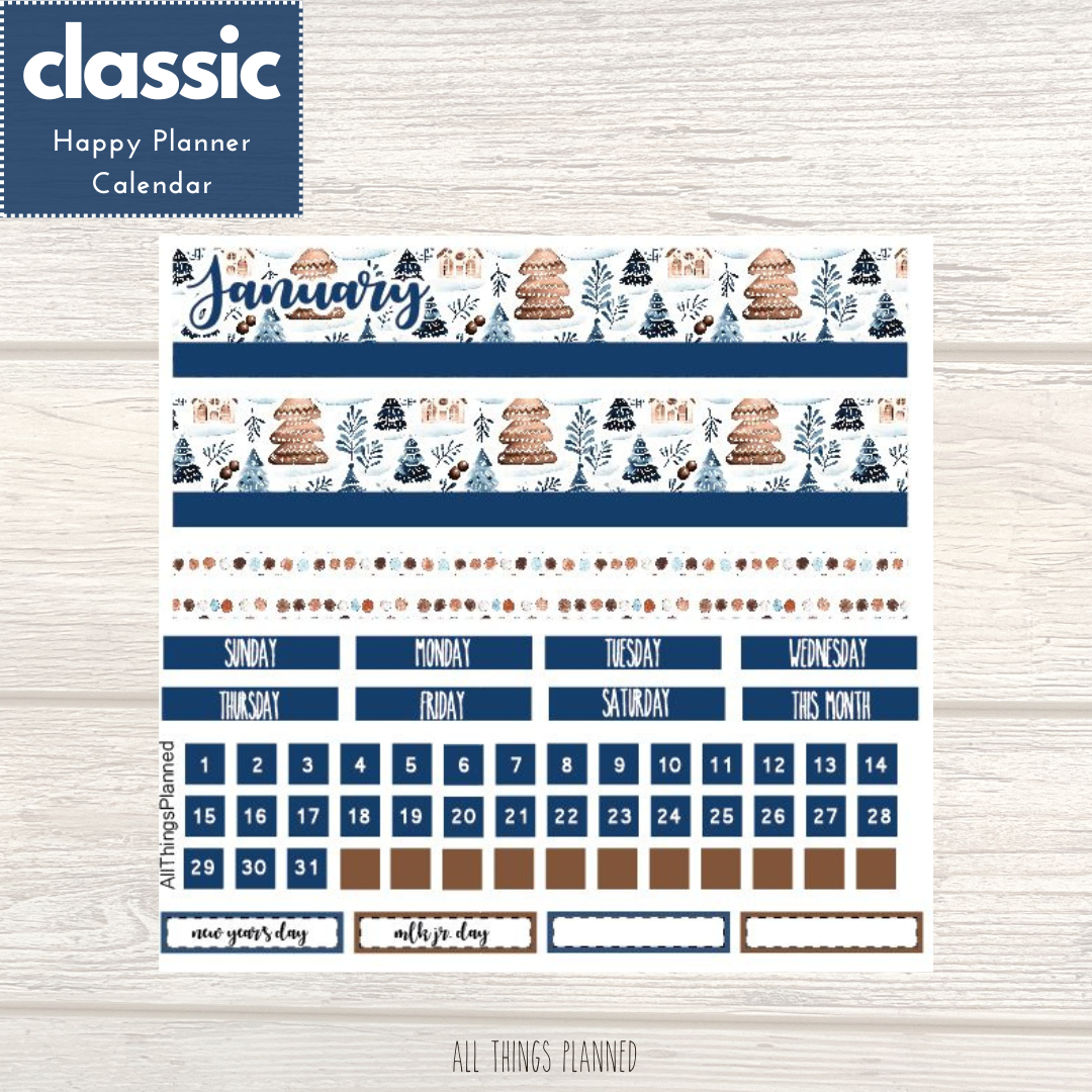 Classic Jan. (Wonderland) Monthly Calendar