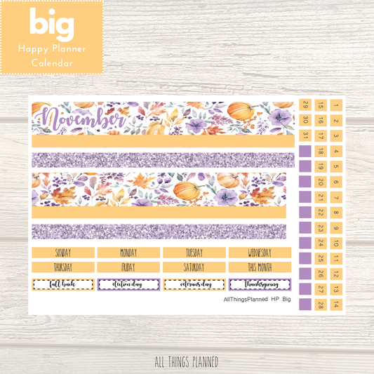 Big HP Nov. (Purple Harvest) Monthly Calendar