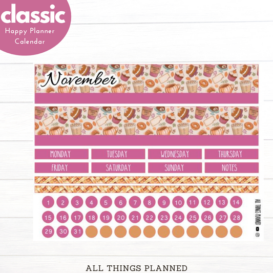 Classic Nov (Thanksgiving) Monthly Calendar