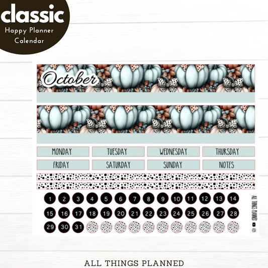 Classic Oct (Pumpkins Bows) Monthly Calendar