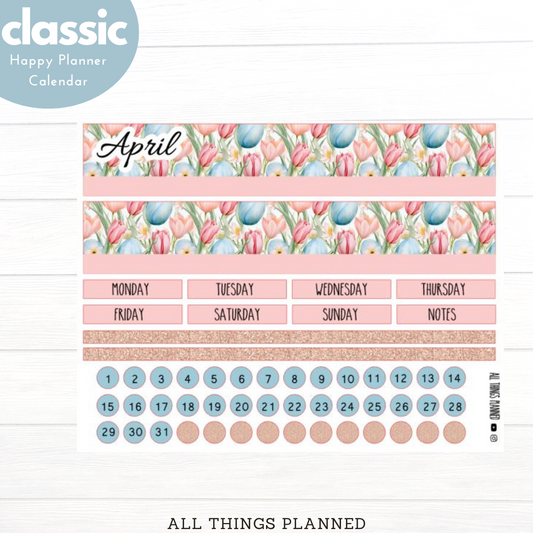 Classic Apr. (Easter Florals) Monthly Calendar