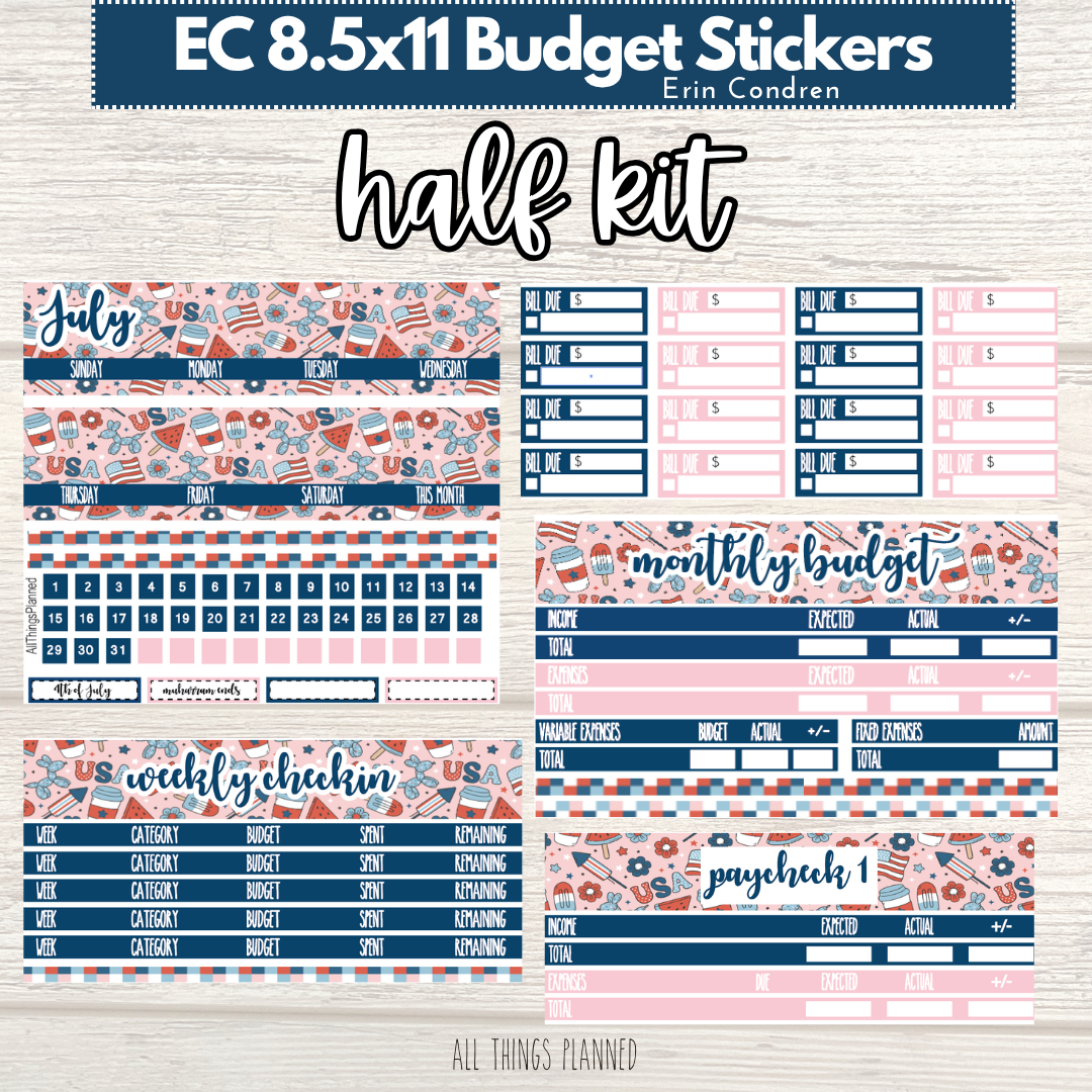 8.5x11 EC July (Happy 4th) HALF Budget Kit BUNDLE