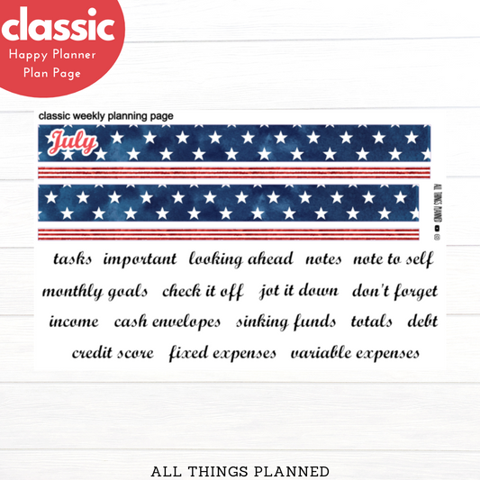 Classic July (4th) Planning Page