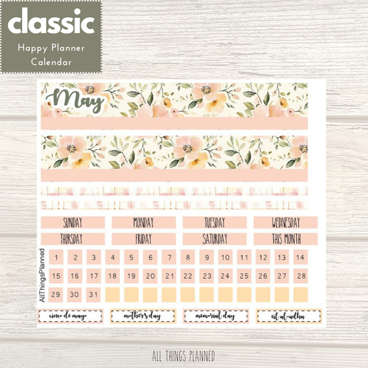 Classic May (Spring Florals) Monthly Calendar