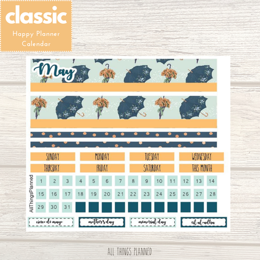 Classic May (Golden Rain) Monthly Calendar