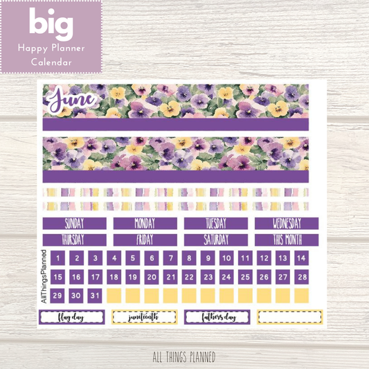 Big HP June (Summer Florals) Monthly Calendar