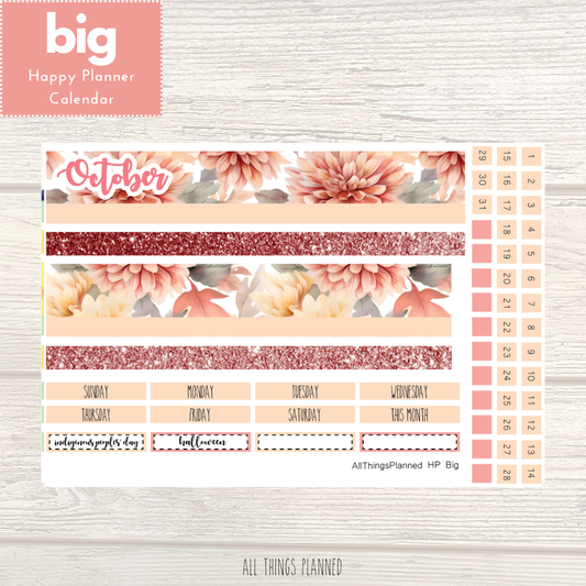 Big HP Oct. (Fall Florals) Monthly Calendar