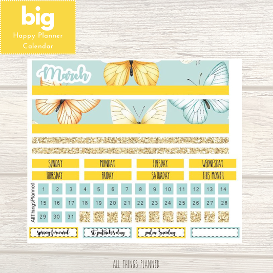 Big HP Mar. (Butterflies) Monthly Calendar