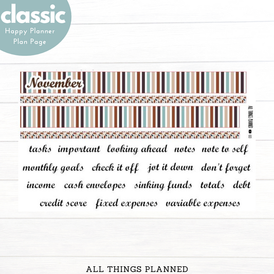 Classic Nov. (Stripes) Planning Page